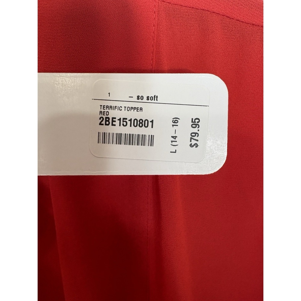 Soft‎ Surroundings Red Terrific Topper Cardigan L Lightweight Breezy Bell Sleeve - Picture 4 of 6
